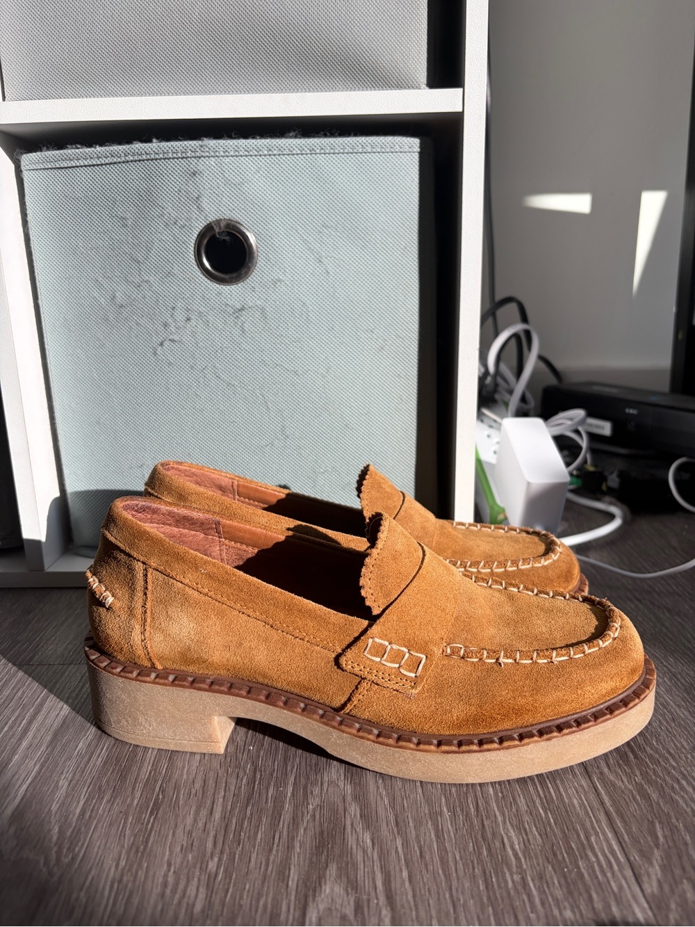 Lucky Brand Women's Suede Penny Loafers in Chestnut Brown